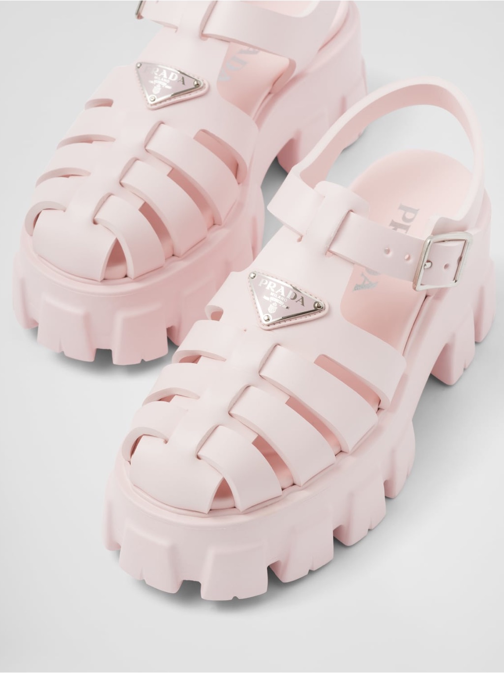 Prada Monolith Pink Sandals